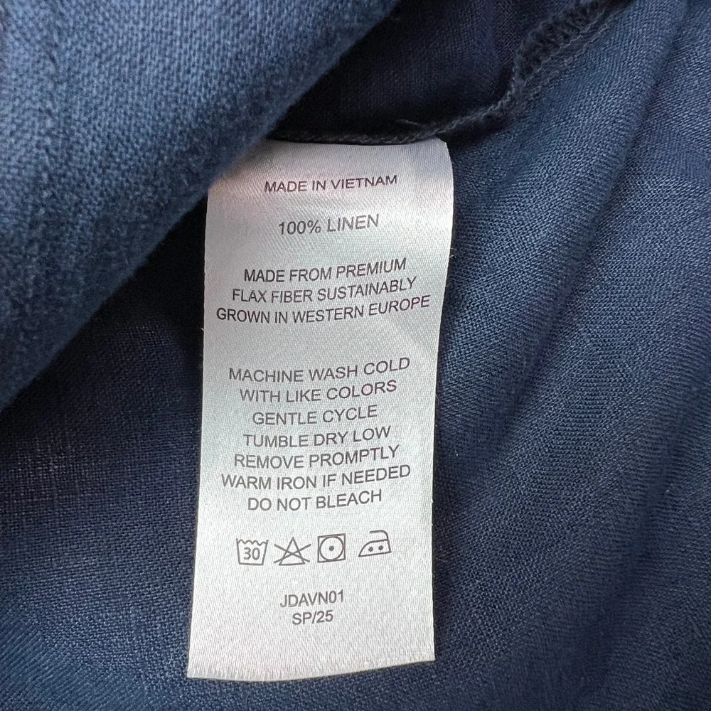 Quince European Linen Jacket and Pants Set Womens Large Navy Blue Minimalist Lux